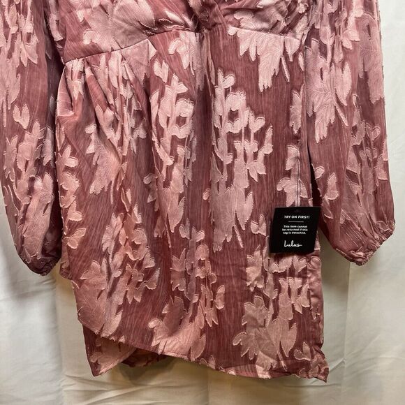 Lulus meant to shine mauve floral long sleeve mini dress womens medium NEW - Picture 2 of 10